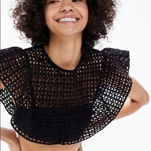 Urban Outfitters Eva Eyelet Tie Back Black Crop Top